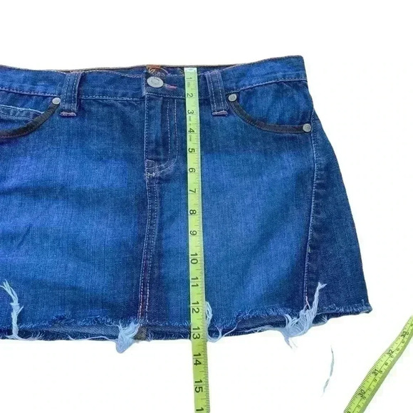 OLD NAVY SPECIAL EDITION DENIM SKIRT•SIZE 4•DARK WASH LEATHER TRIM 5 POCKETS• - Picture 8 of 8